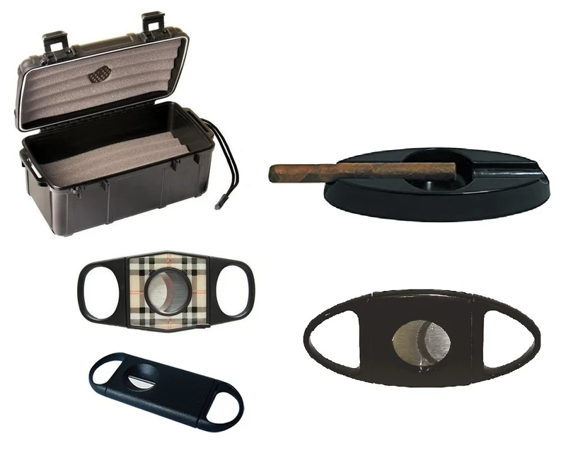 Cigar Travel Case & Cutter Bundle - 15ct Humidor Gift Set