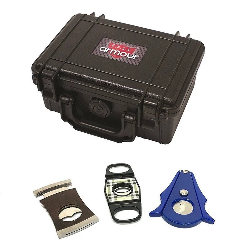 Travel Cigar Humidor for 15 Cigars with 3 Cutters