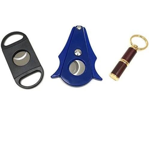 Fess 3-Piece Cigar Cutter Set - Guillotine, Punch & Keychain
