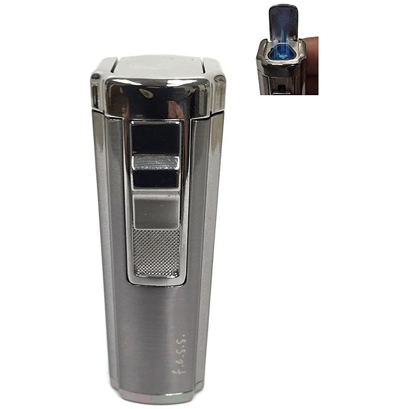 Triple Jet Flame Butane Torch Lighter with Cigar Punch Cutter