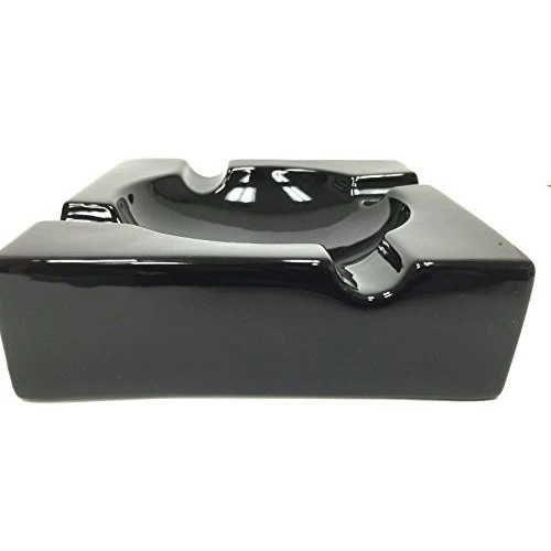 8" Black Ceramic Cigar Ashtray with 4 Rests