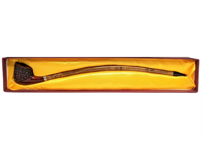 15" Sherlock Cherry Churchwarden Hand Carved Tobacco Pipe
