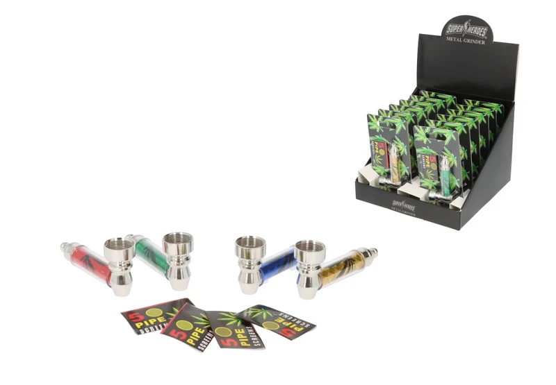 Super Heroes Set: Pfeife Metall, 6,5cm + Siebe