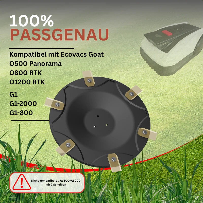 6er Messerscheibe kompatibel mit ECOVACS Goat O500, O800, O1200, G1-800, G1-2000, G1 - Premium Mähteller aus glasfaserverstärktem Kunststoff für 6 Klingen