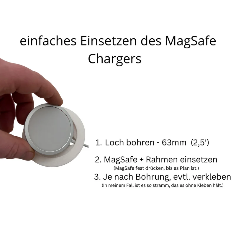 Für Apple MagSafe - Halter Unterputz DIY Einbaurahmen Schreibtisch, etc ... V01