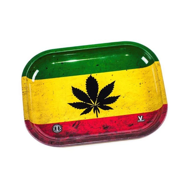 V Syndicate Rolling Tray Rasta Leaf – 18 × 14 cm
