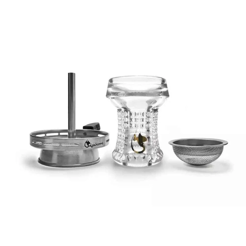 Glaskopf Dschinni Nero mit Vulcan Air Aufsatz Set (High Borosilikatglas 3.3) Laborglas