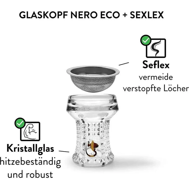 Glaskopf Dschinni Nero Kristall FS-Set mit Seflex und Vulcan Air