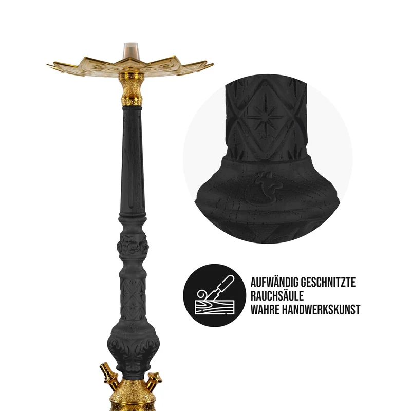 Dschinni Legend Shisha V4A Schwarz - Hochwertige Tradi Shisha für besten Genuss