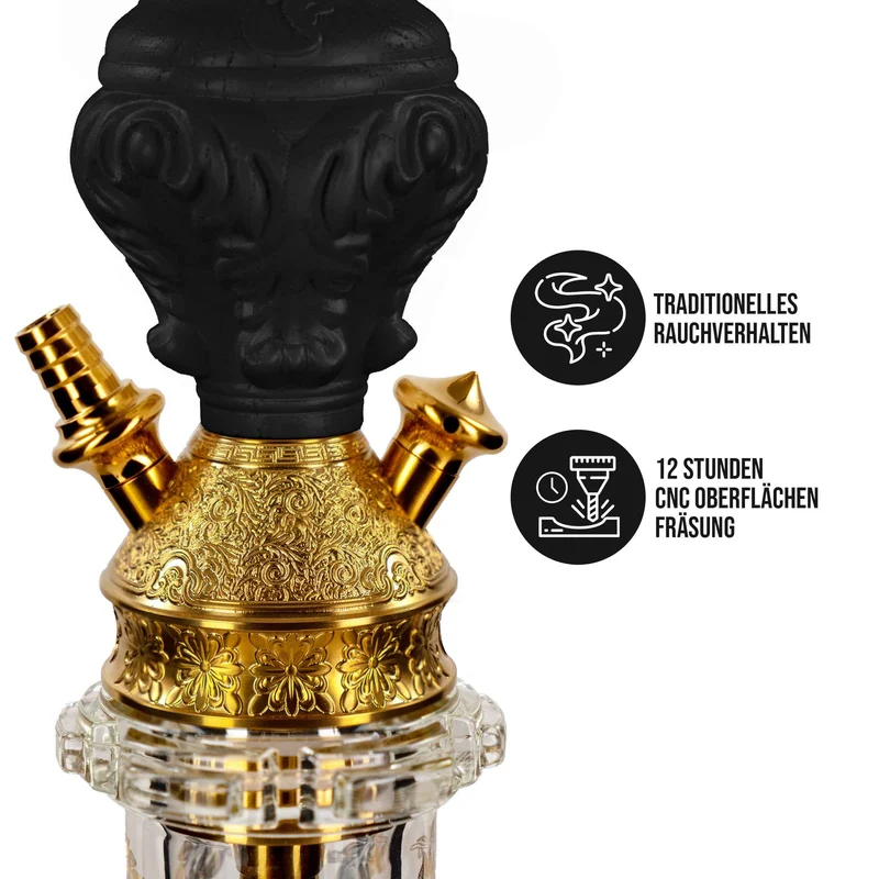 Dschinni Legend Shisha V4A Schwarz - Hochwertige Tradi Shisha für besten Genuss