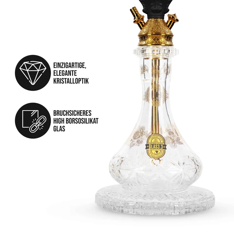 Dschinni Legend Shisha V4A Schwarz - Hochwertige Tradi Shisha für besten Genuss