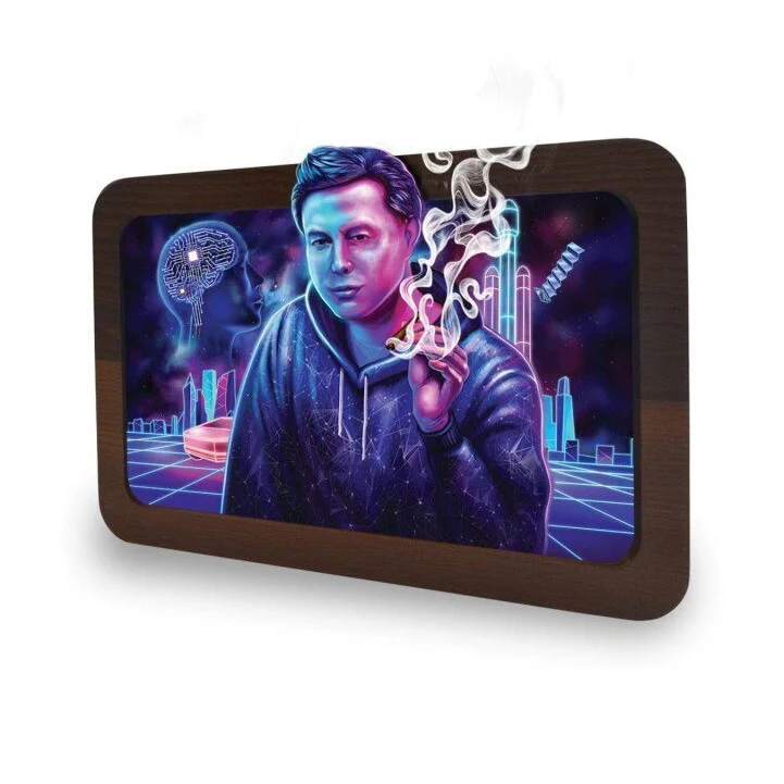V Syndicate 3D Wood Rolling Tray Space Xhale – 19.7 × 14 cm