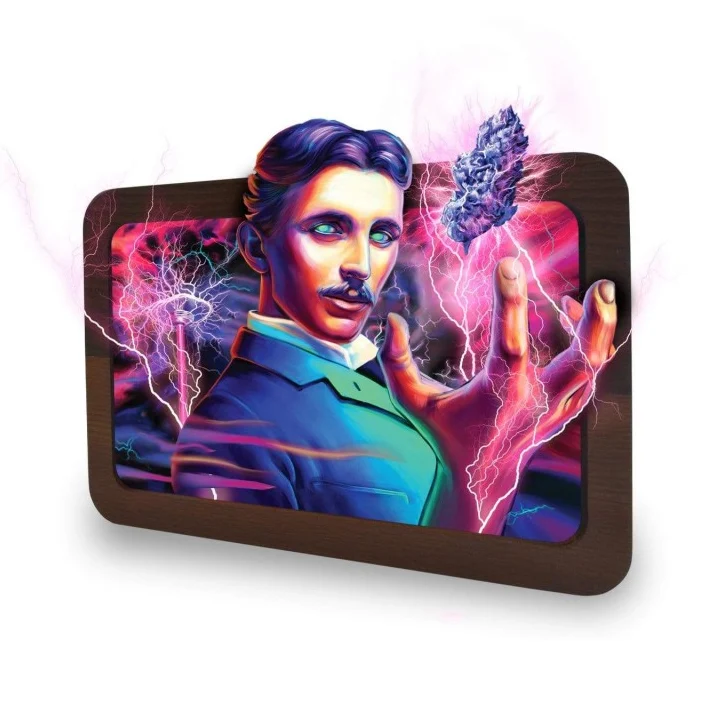 V Syndicate 3D Wood Rolling Tray High Voltage – 30 × 17.8 cm