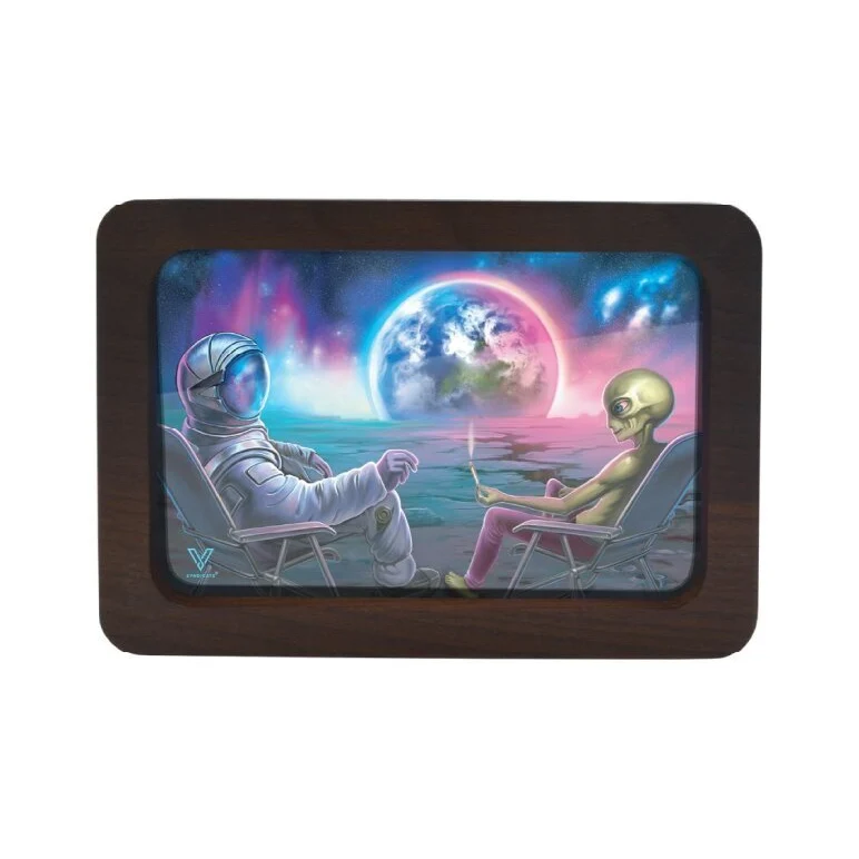 V Syndicate 3D Wood Rolling Tray Blunt Orbit – 19.7 × 14 cm