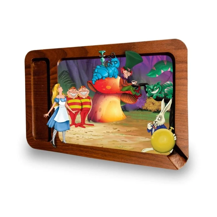 V Syndicate 3D Wood Rolling Tray Alice Mushroom – 30 × 17.8 cm