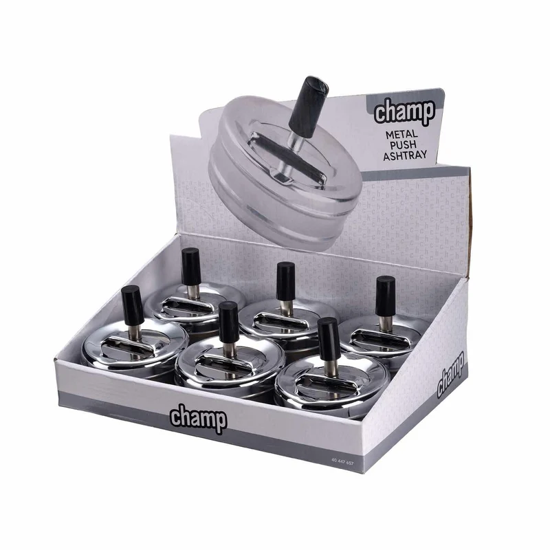 Champ Aschenbecher Metall mit Drehmechanik – Display 6 Stück