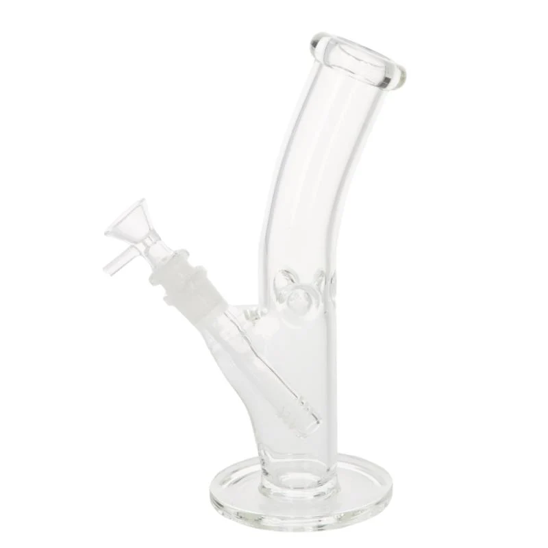Bong Boss Glasbong Ice Zylinder gebogen, transparent, H.22cm, Ø3cm, Glaschillum 18er Schliff