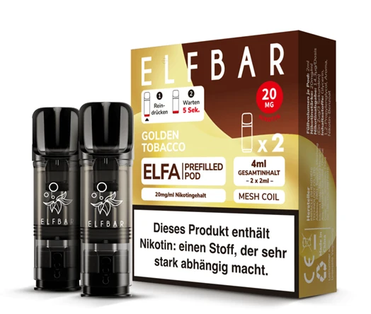 ELFBAR ELFA 2 Pods Golden Tobacco - 20mg/ml