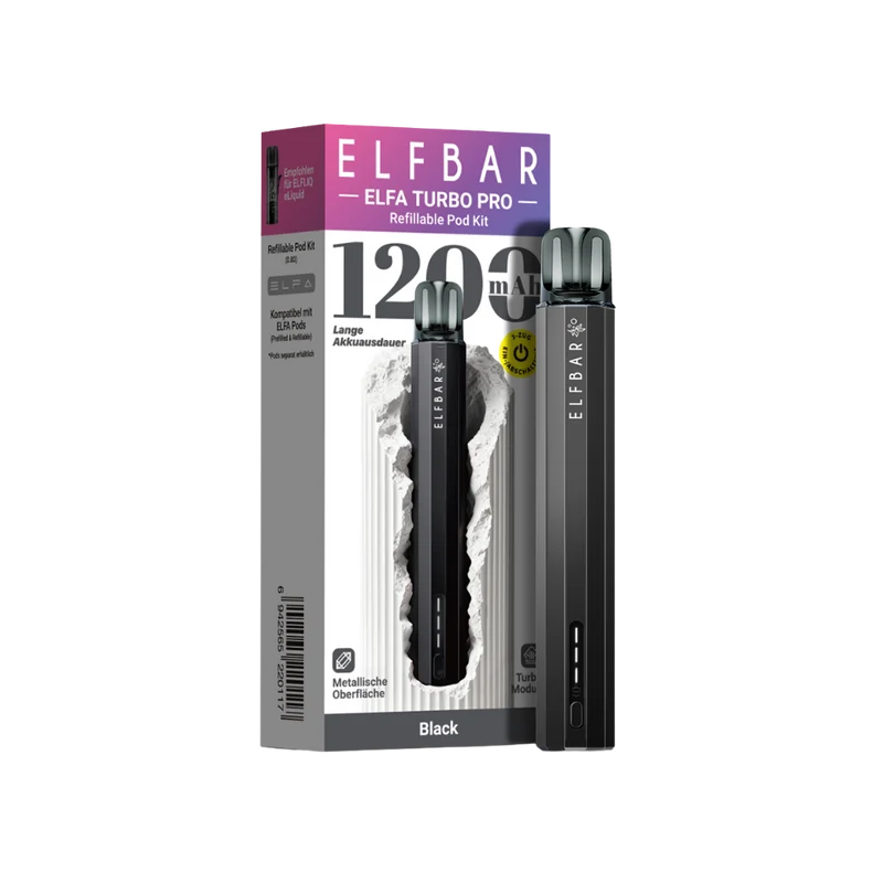 Elfbar ELFA Turbo Pro Refillable Pod Kit - Black