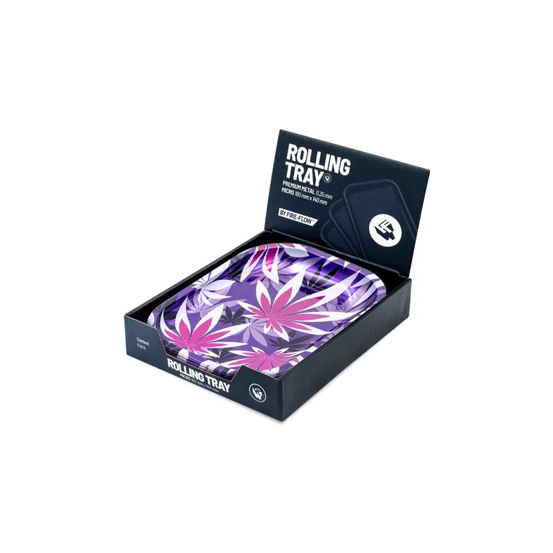 FireFlow Rolling Tray S «Pink Leaves 1/4» 14 × 18 cm (4 Stk.)