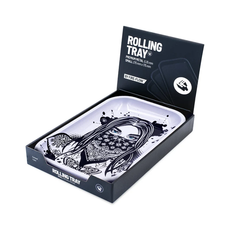 FireFlow Rolling Tray M «Tattoo Girl 1/4» 27.5 × 17.5 cm (4 Stk.)