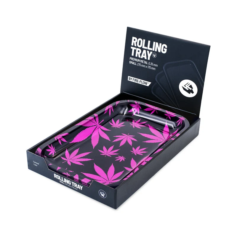 FireFlow Rolling Tray M «Leaves Pink» 27.5 × 17.5 cm (4 Stk.)