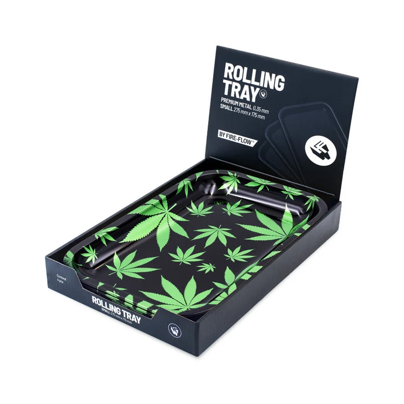 FireFlow Rolling Tray M «Leaves Green» 27.5 × 17.5 cm (4 Stk.)