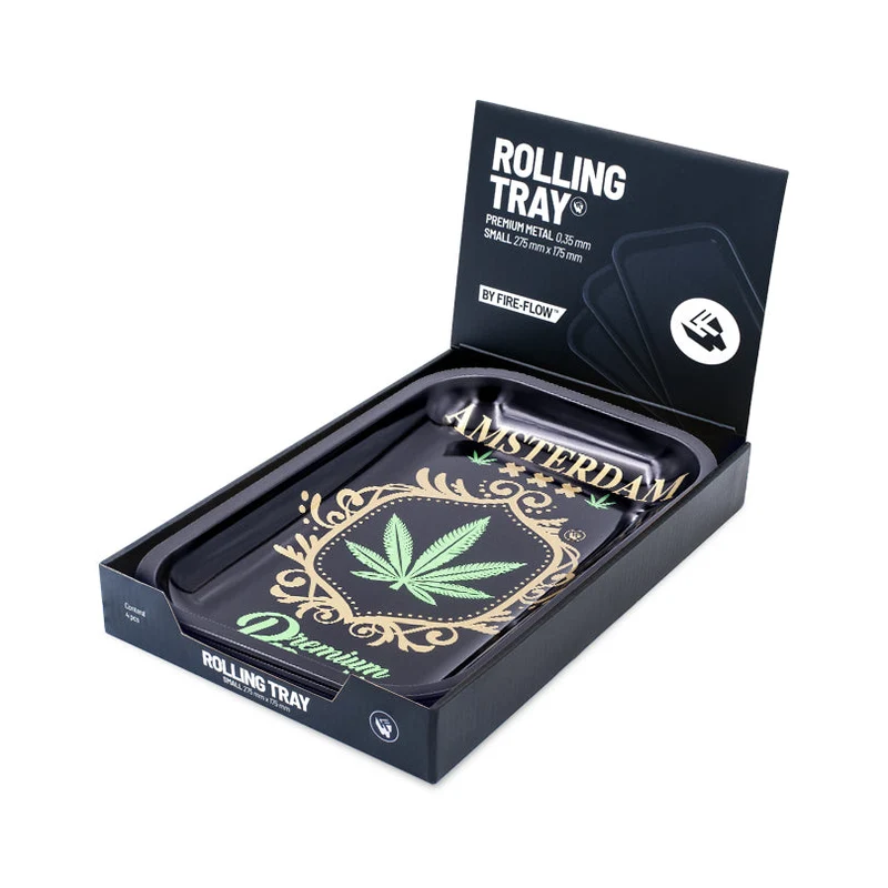 FireFlow Rolling Tray M «Adam Leaf Gold» 27.5 × 17.5 cm (4 Stk.)