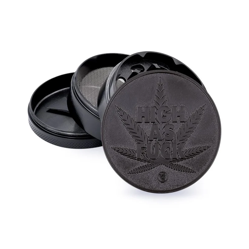 FireFlow Metall-Grinder «High As Fuck» Black 6 cm 4-teilig (4 Stk.)
