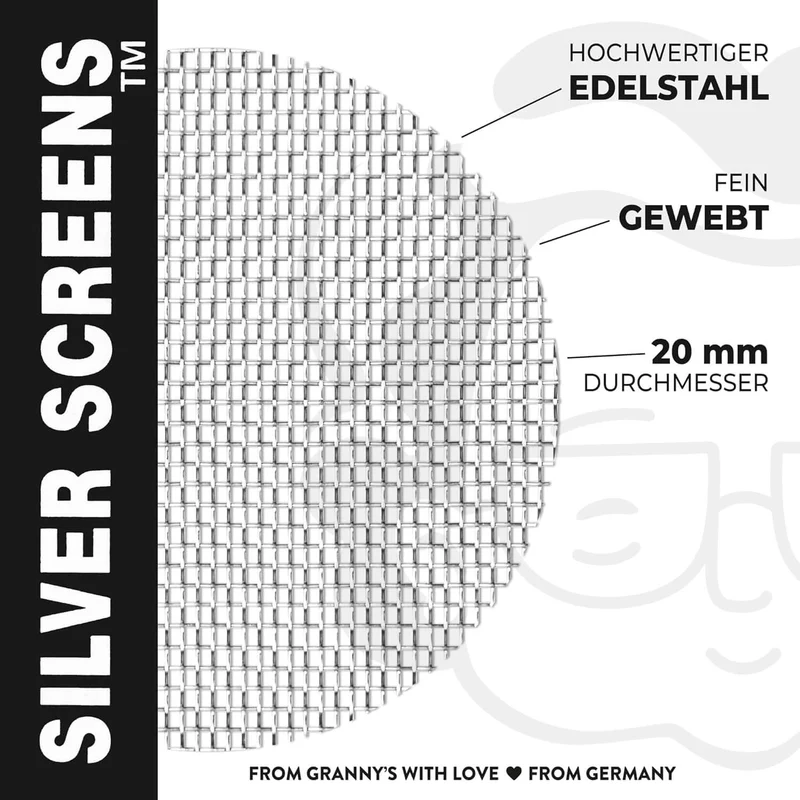 Granny’s Ersatzsiebe für Holzpfeife – 9 mm Aktivkohlefilter (20 Stück)