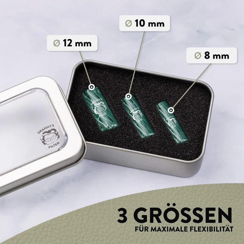 Glas Tips Filter Set – 8 mm, 10 mm & 12 mm | wiederverwendbar
