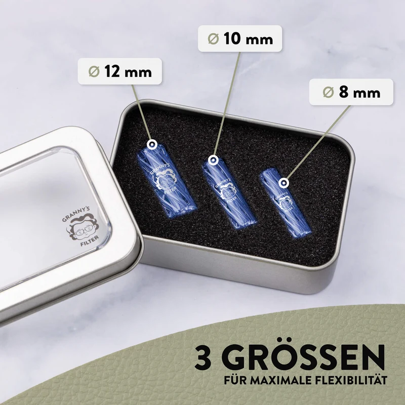 Glas Tips Filter Set – 8 mm, 10 mm & 12 mm | wiederverwendbar
