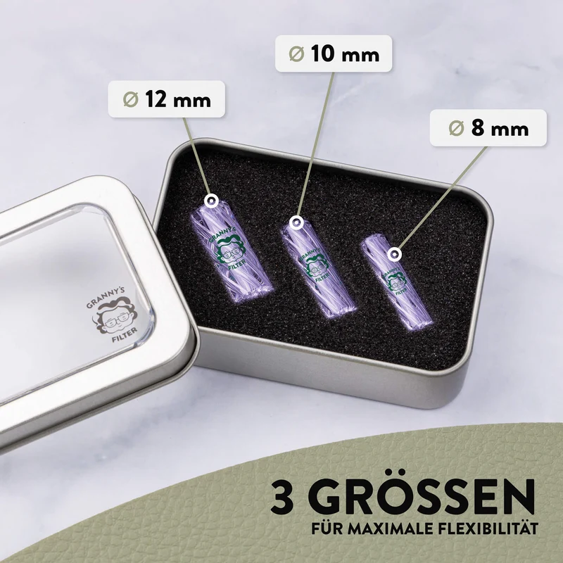 Glas Tips Filter Set – 8 mm, 10 mm & 12 mm | wiederverwendbar