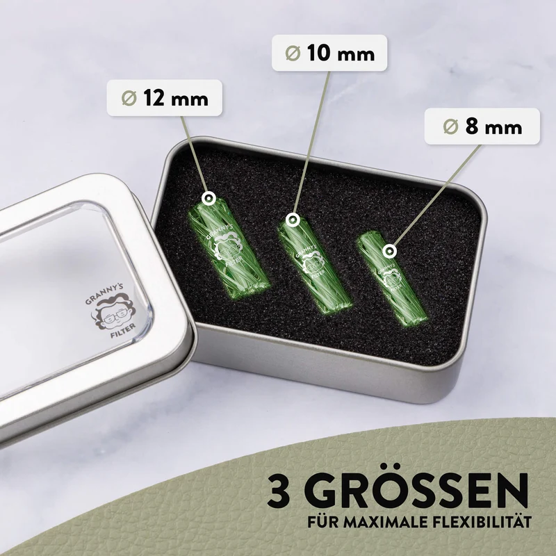 Glas Tips Filter Set – 8 mm, 10 mm & 12 mm | wiederverwendbar