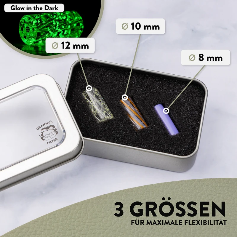 Glas Tips Filter Set – 8 mm, 10 mm & 12 mm | wiederverwendbar