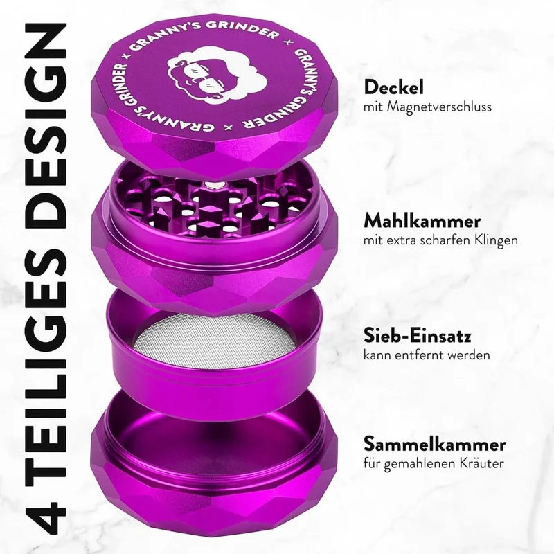 Rainbow Aluminium Grinder 63 mm – 4-teilig mit Pollensieb