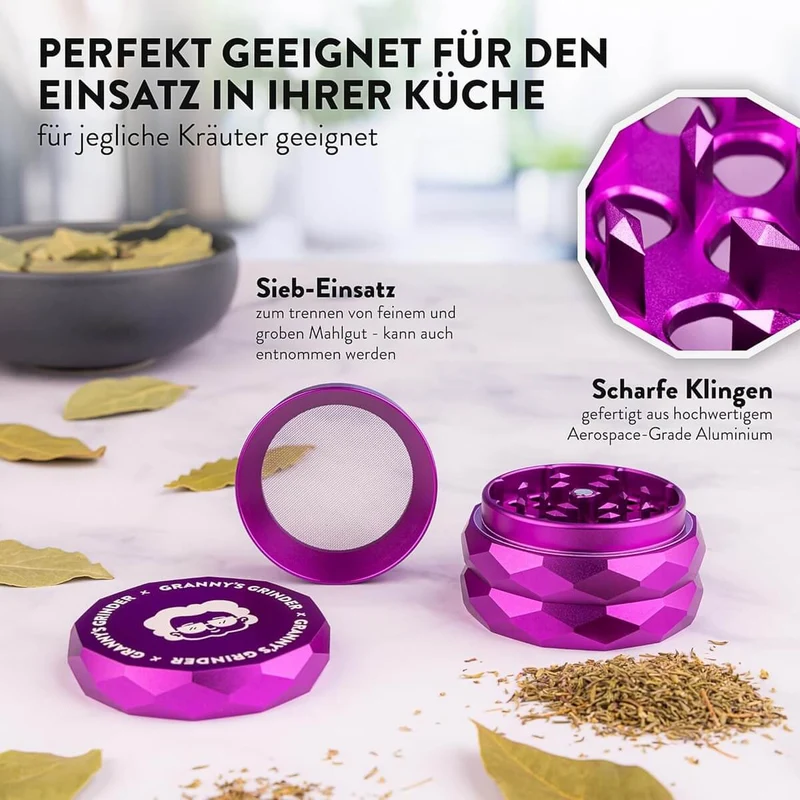Rainbow Aluminium Grinder 63 mm – 4-teilig mit Pollensieb