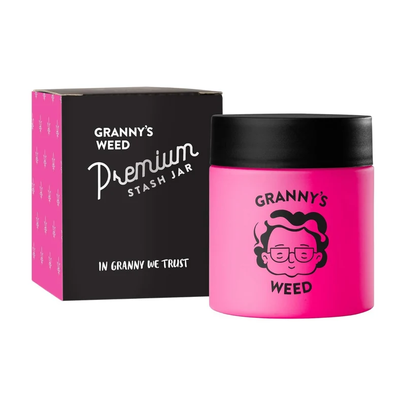 Granny's Premium Stash Jar in Pink – 100% Geruchsdichtes Kräuterglas mit UV-Schutz (120 ml)