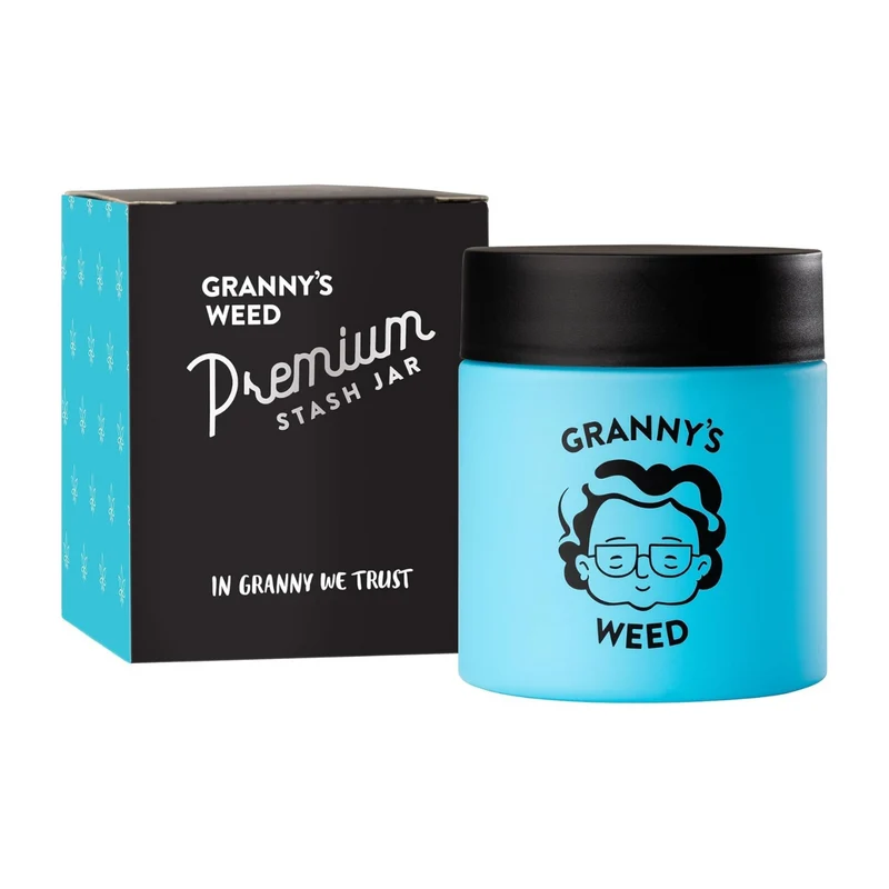 Granny's® Premium Stash Jar in Blau – 100% Geruchsdichtes Kräuterglas mit UV-Schutz (120 ml)