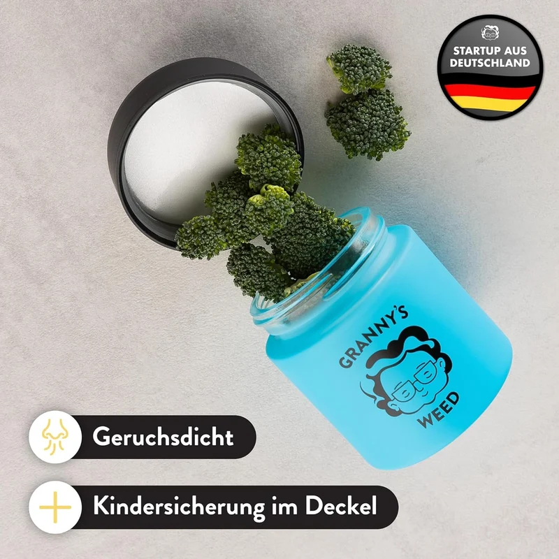 Granny's® Premium Stash Jar in Blau – 100% Geruchsdichtes Kräuterglas mit UV-Schutz (120 ml)