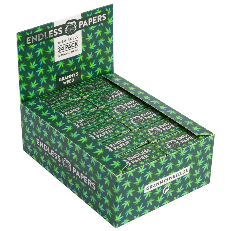 Granny's Organic Hanf Endless Papers für Joints – 5 Meter Rolle, 45 mm breit