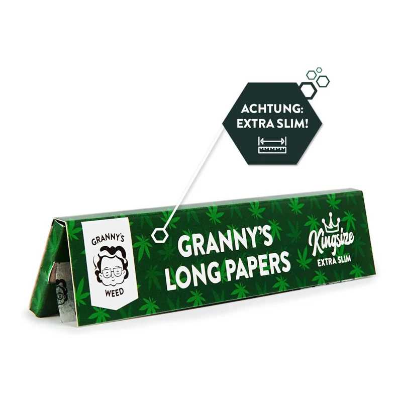 Granny's Organic Extra Slim Long Papers | aus Hanf 36 mm | Grün