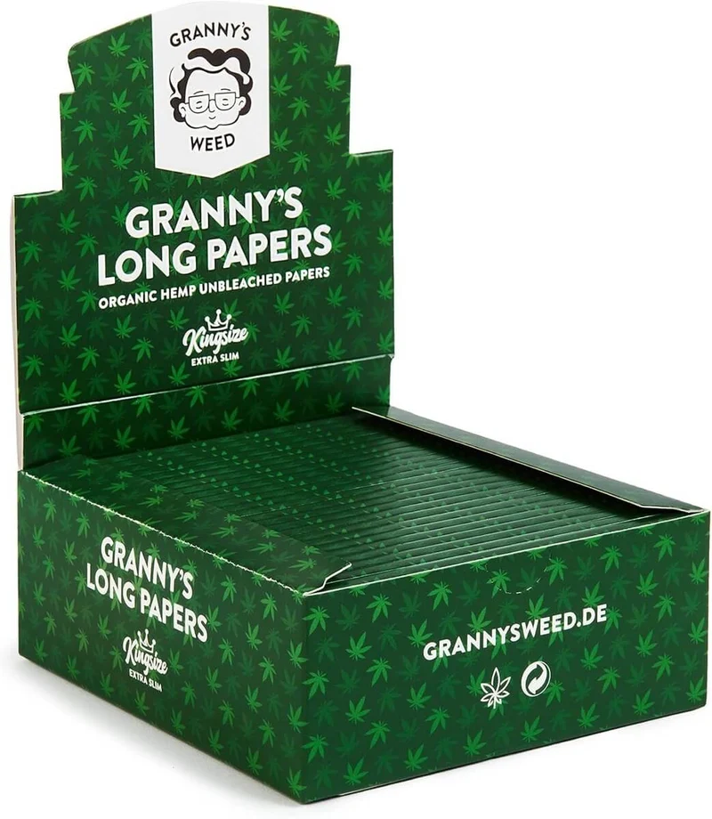 Granny's Organic Extra Slim Long Papers | aus Hanf 36 mm | Grün