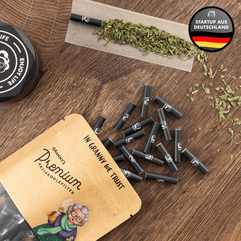 Set: Extra Slim Aktivkohlefilter 5,9 mm & Hanf Long Papers (45 mm Grün)