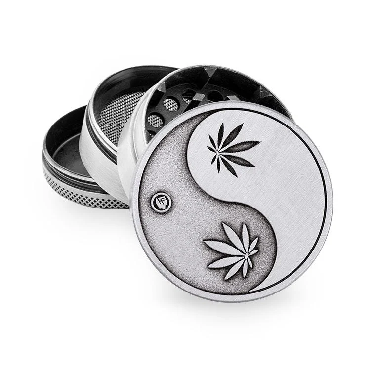 FireFlow Metall-Grinder «Yin Yang» Silver 5 cm 4-teilig (4 Stk.)