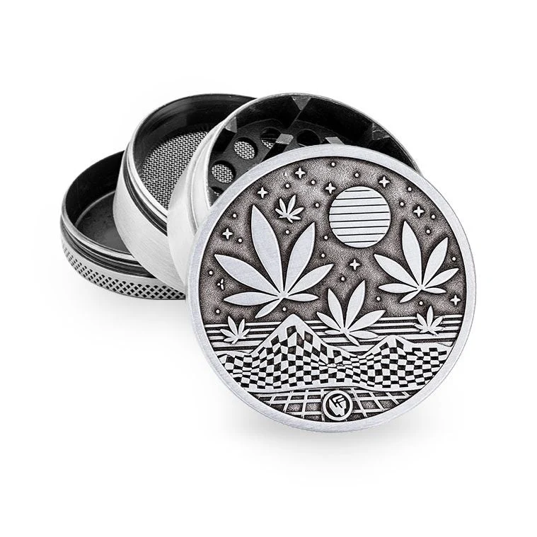 FireFlow Grinder «Leaves 37 1/4» Silver – 4-teilig 5 cm, 4 Stk.