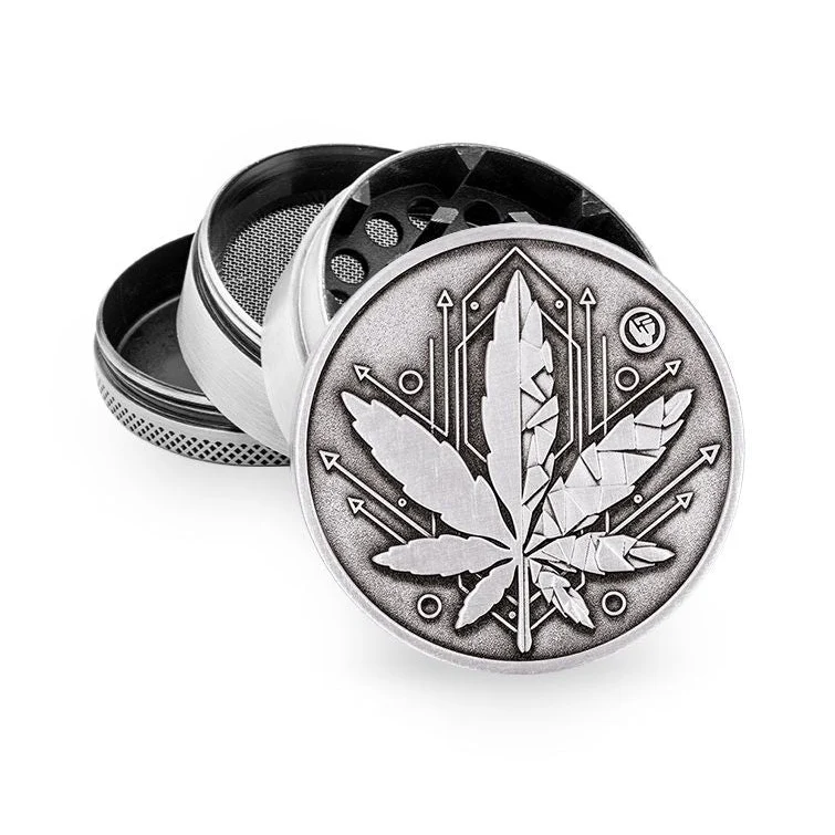 FireFlow Grinder «Geometrical Leaf» Silver – 4-teilig 5 cm, 4 Stk.