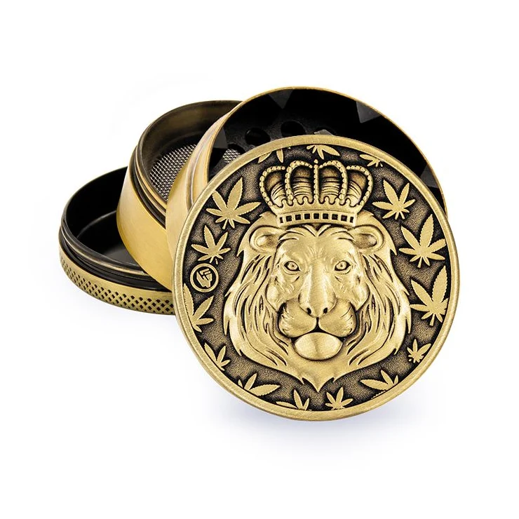 FireFlow Metall-Grinder «Lion» Gold 5 cm 4-teilig (4 Stk.)