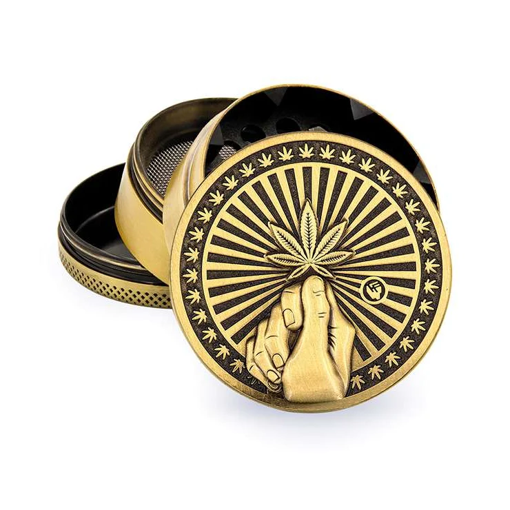 FireFlow Metall-Grinder «Hope» Gold 5 cm 4-teilig (4 Stk.)