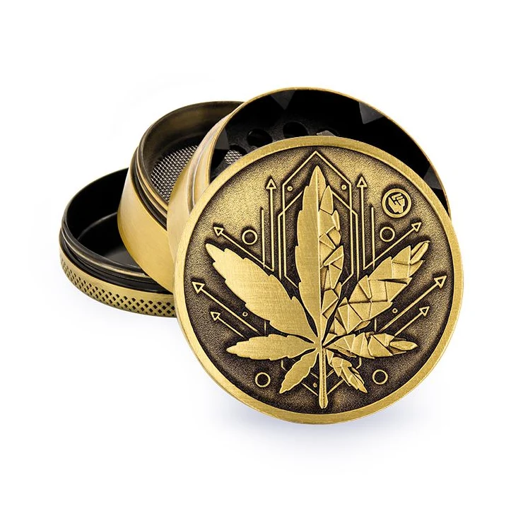 FireFlow Grinder «Geometrical Leaf» Gold – 4-teilig 5 cm, 4 Stk.